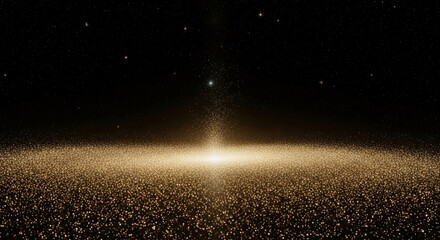 Fototapeta premium Panoramic view of a starfield with a glowing central cluster and dark background, representing galaxy, cosmos, universe, limitless space and exploration