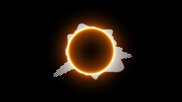 Glowing digital audio waveform animation isolated on black background