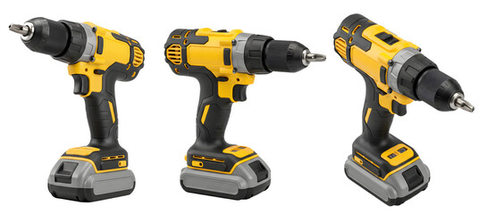 Electric drill isolated transparent background for home improvement