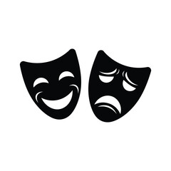 A smile and a sad masks silhouette vector illustration