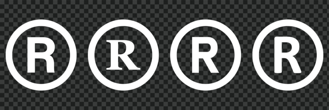 Registered trademark symbol vector illustration, black outline letter R in circle, copyright and brand protection icon, intellectual property rights design element isolated