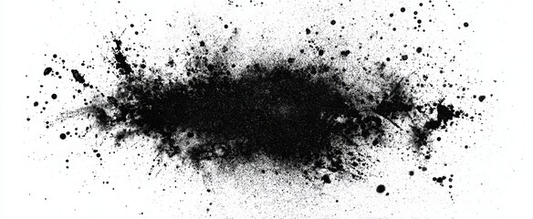 Fototapeta premium The Ink Splatter Across White Background Conveying Grunge Texture And Dynamic Motion