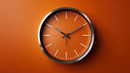 Orange Wall Clock With Minimalist Black Hands