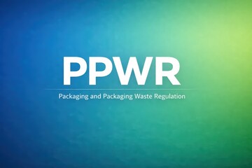 PPWR Packaging Waste Regulation Text on Blue Green Background