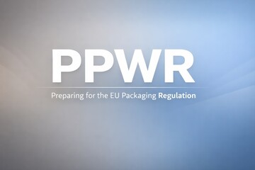 PPWR Text with EU Packaging Regulation Message on Gradient Background