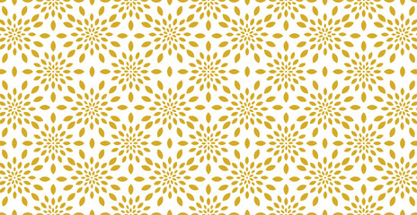 golden floral pattern on white background seamless design