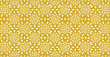Yellow and white floral pattern design with repeating flowers