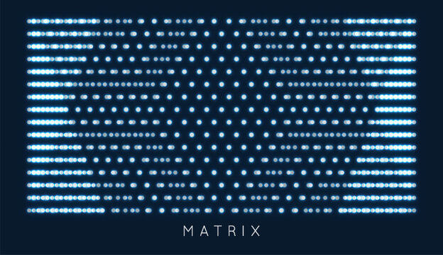 A cellular structure of luminous ordered dots. Grid. Scientific illustration. Digital matrix data. Abstract background. Vector for brochure, poster, cover, card, presentation, flyer or banner.