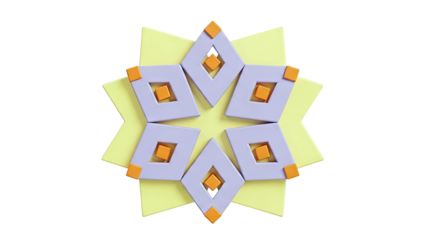 Geometric Starburst Design with Lavender, Orange, and Yellow Accents