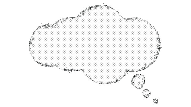 Halftone effect illustration of a thought bubble