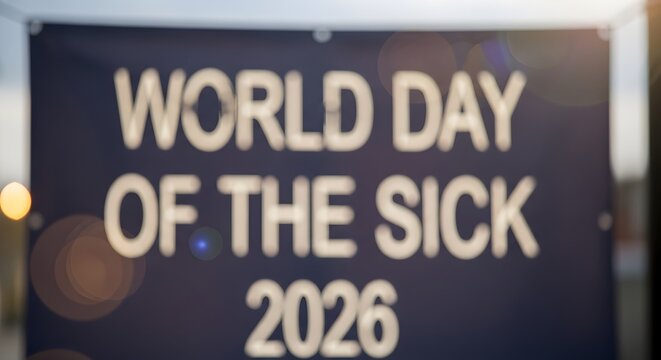 World day of the sick 2026 banner with soft lens flare background blur
