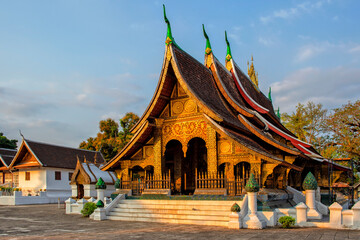 Wat Xieng Thong, Buddhist temple in Luang Prabang World Heritage. Laos: Travel and Summer Tourism