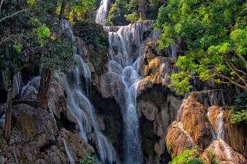 Laos. Luang Prabang. Kuang Si Waterfalls. Travel and tourism in Asia	

