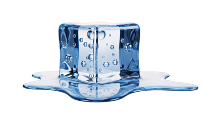 Melting Ice Cube with Bubbles