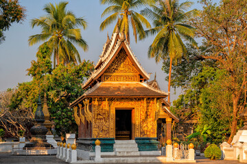 Wat Xieng Thong, Buddhist temple in Luang Prabang World Heritage. Laos: Travel and Summer Tourism