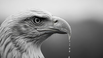 Close-up of a bird with water droplets on its beak