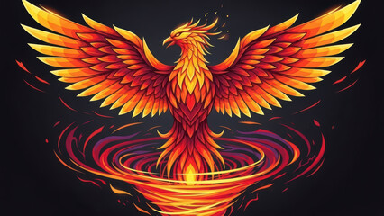 Fototapeta premium Mythical Firebird in Flight Over Flames