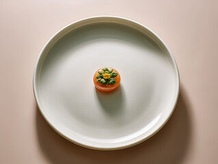 Garnish appetizer food on minimalist white plate