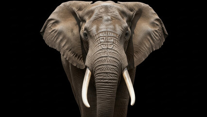 Fototapeta premium Close-up portrait of an elephant with large tusks