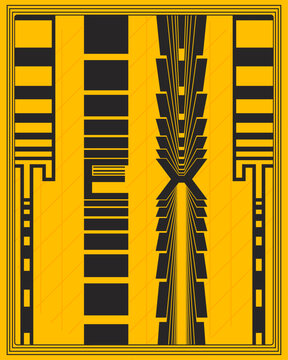 Abstract Art Deco Style Poster Yellow Black Decorative Geometry