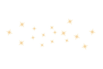 Gold glowing stars isolated on transparent background. Shining sun with rays. Twinkle star sparkling effect. light lens flare effect. Magic stars. camera flash light overlay. Glow design elements. PNG