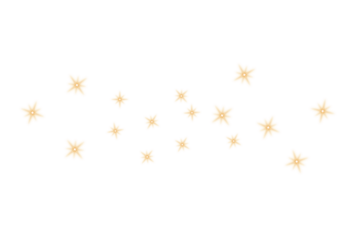 Gold glowing stars isolated on transparent background. Shining sun with rays. Twinkle star sparkling effect. light lens flare effect. Magic stars. camera flash light overlay. Glow design elements. PNG