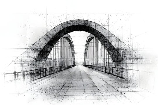 Bridge architecture technical structural illustration image
