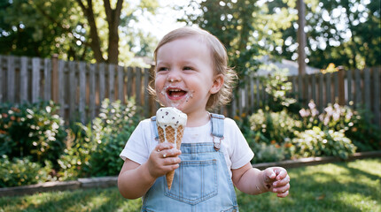 A cute girl eating ice cream 