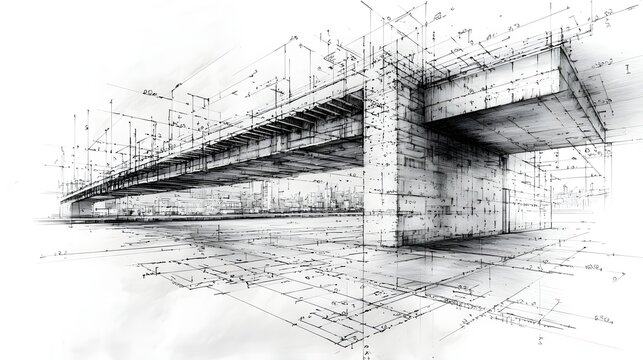 Bridge engineering architecture technical structural illustration picture