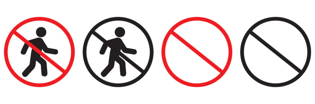 No Entry Sign Vector with Red Stick Figure &ndash; Authorized Personnel Only, Restricted Area 
Prohibition Icon