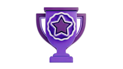 Purple 3D Trophy with Stars