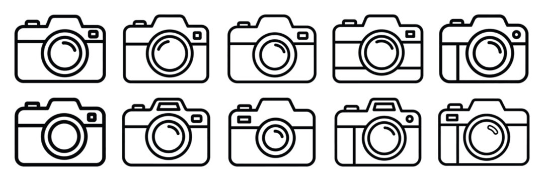 Minimalist camera snapshot icon pack outline version. Holiday vector design illustration