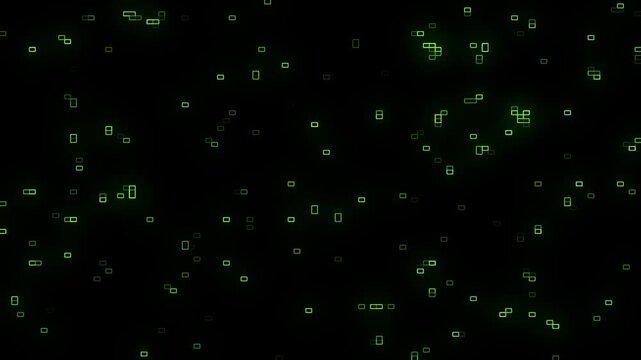 Green Digital Squares Motion Graphics  Data Stream Loop for Futuristic Interfaces