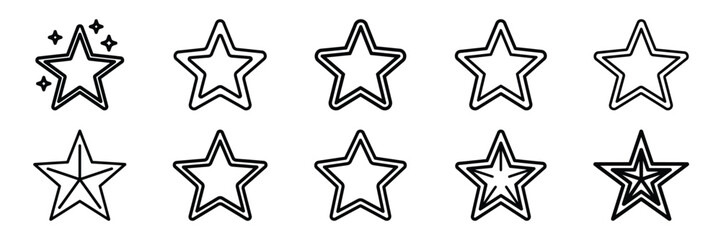 Obraz premium Minimalist holiday sparkle star icon pack outline version. Holiday vector design illustration