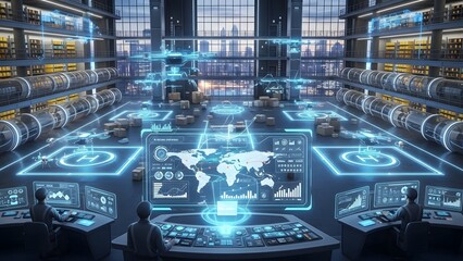 Futuristic Control Room Data Center