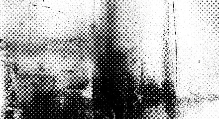 Distressed halftone texture overlay with grungy scratches and faded dots vintage retro grunge effect for graphic design