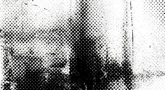 Distressed halftone texture overlay with grungy scratches and faded dots vintage retro grunge effect for graphic design