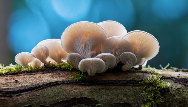 Porcelain Fungus Colony Growing On A Dead Tree
