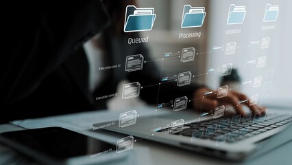 Task workflow system showing document progress through stages. Task tracking improves productivity, ensures visibility, task tracking supports planning, and task tracking manages status. Marrow