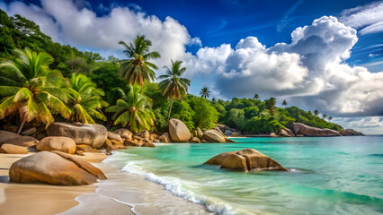 tropical beach with palm trees