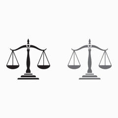 Black and gray scales of justice balance symbol