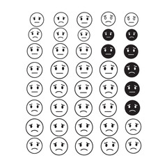 Black and white unhappy faces emoticons emotions