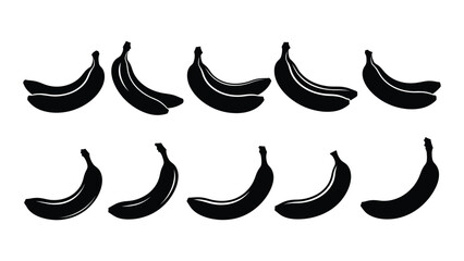 Collection of black and white bananas isolated on white background, Vector