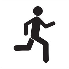 Black stick figure running white background human simple symbol 1