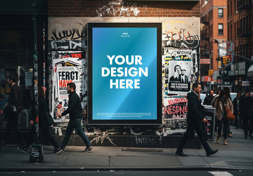 Urban poster abri signing mockup