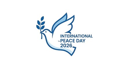 Obraz premium International Peace Day 2026 Dove with Olive Branch on Clean White Background