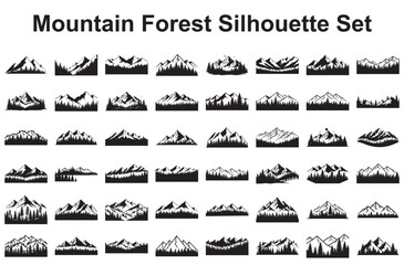 Mountain Forest Silhouette Set