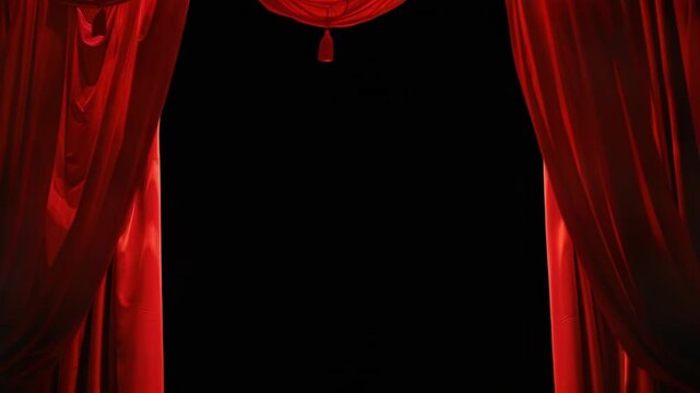 Video A red curtain with a clock hanging from it