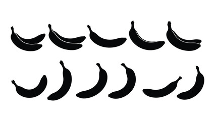 Collection of black and white bananas isolated on white background, Vector