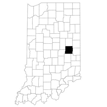 Map of Henry County in Indiana state on white background. single County map highlighted by black colour on Indiana map. UNITED STATES, US